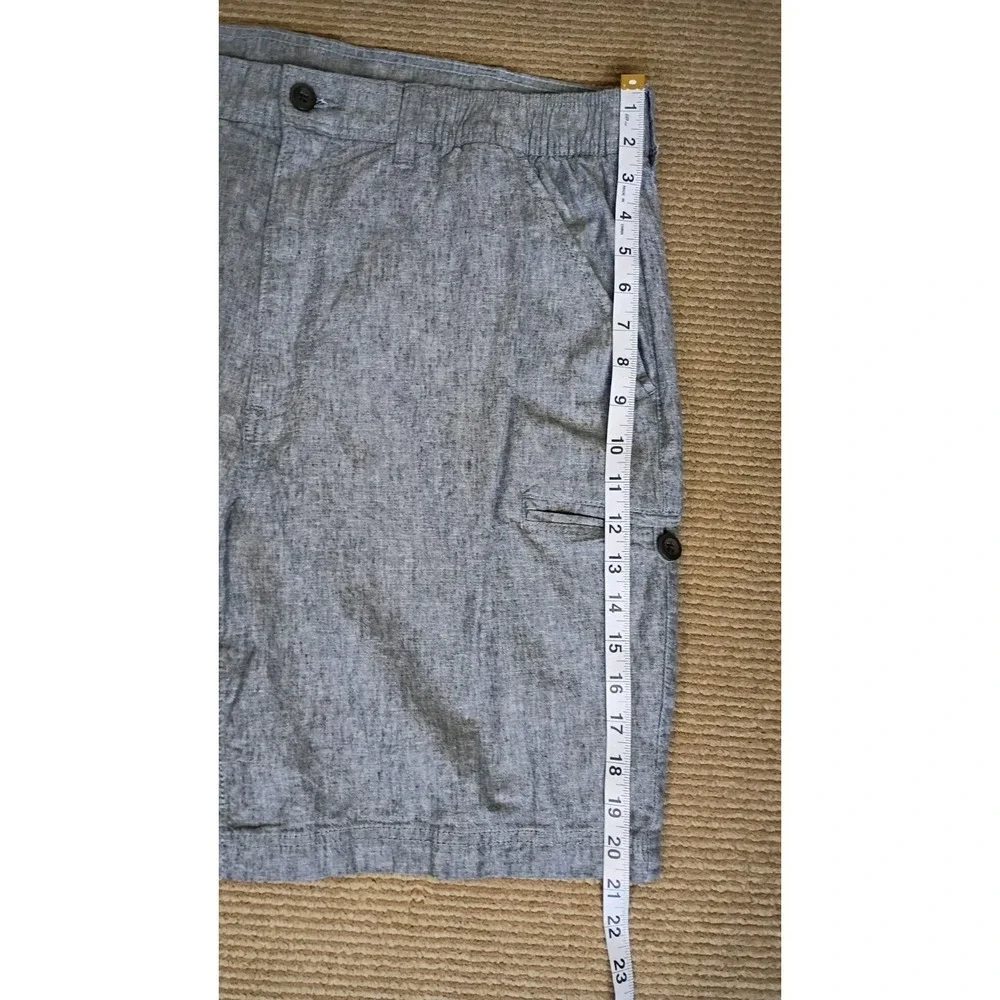 St. John's Bay Mens Linen Blend Elastic Waist Cargo Shorts Gray Sz 38